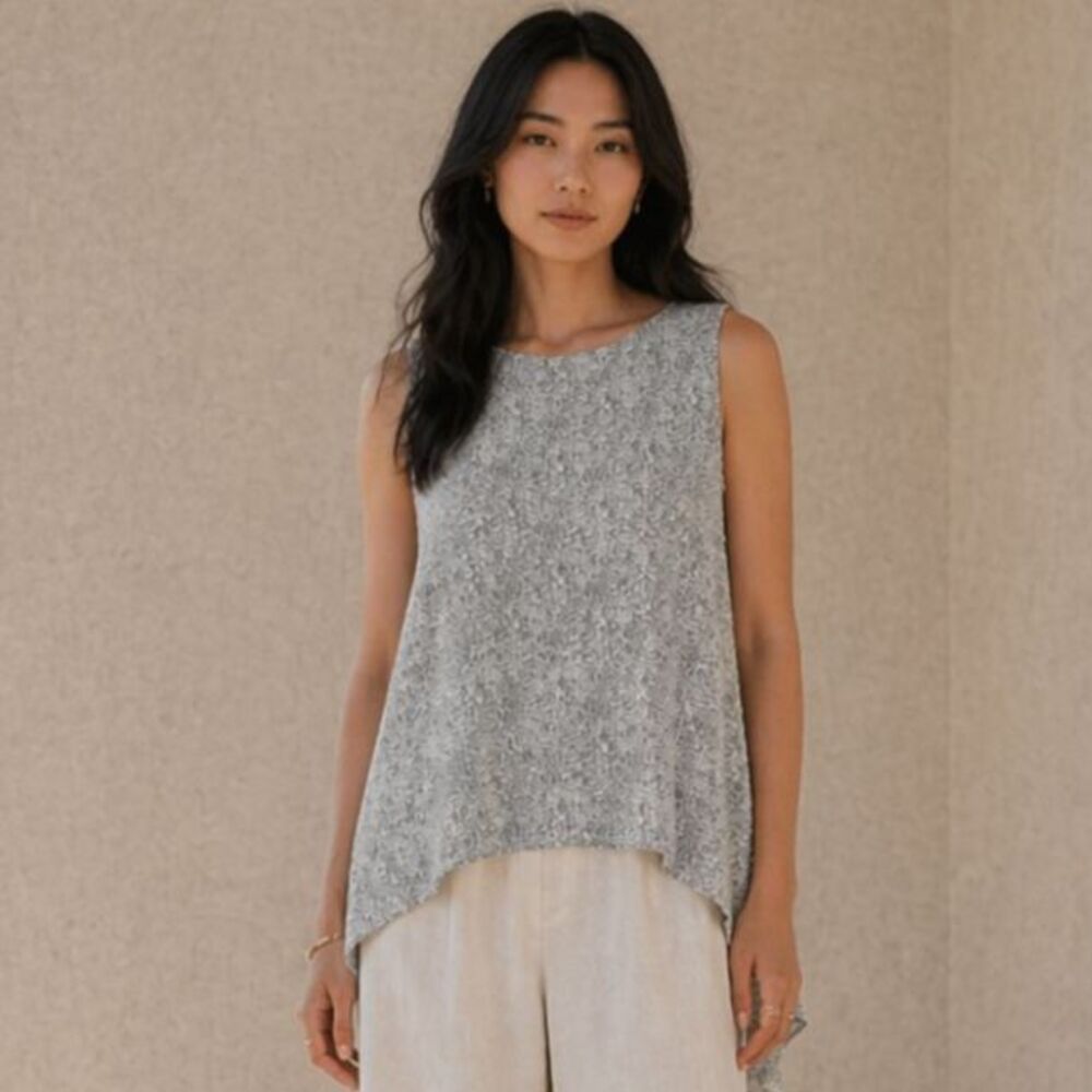 Eileen Fisher Sleeveless Blouse High Low Oversized Flowy Top Small